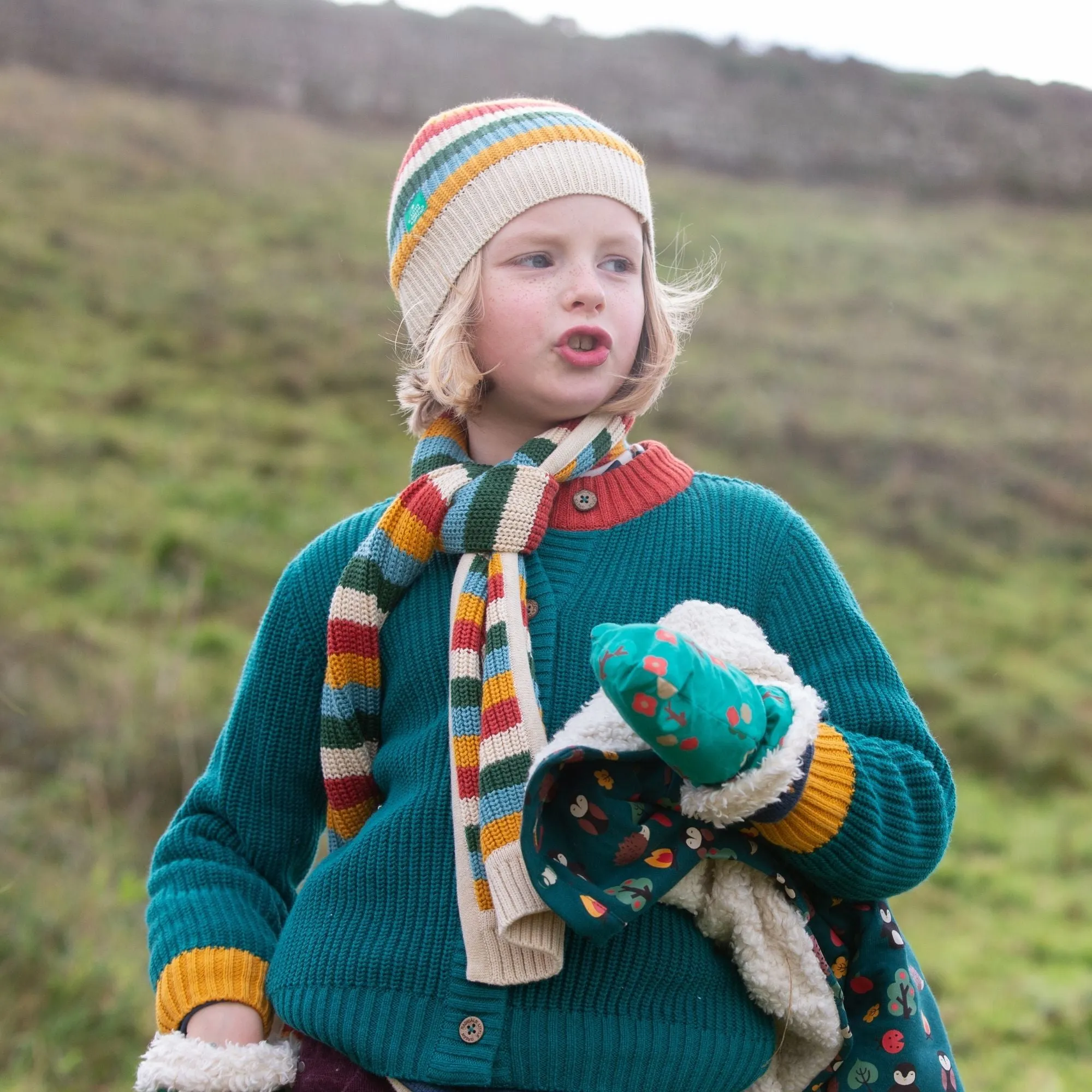 Rainbow Striped Knitted Scarf