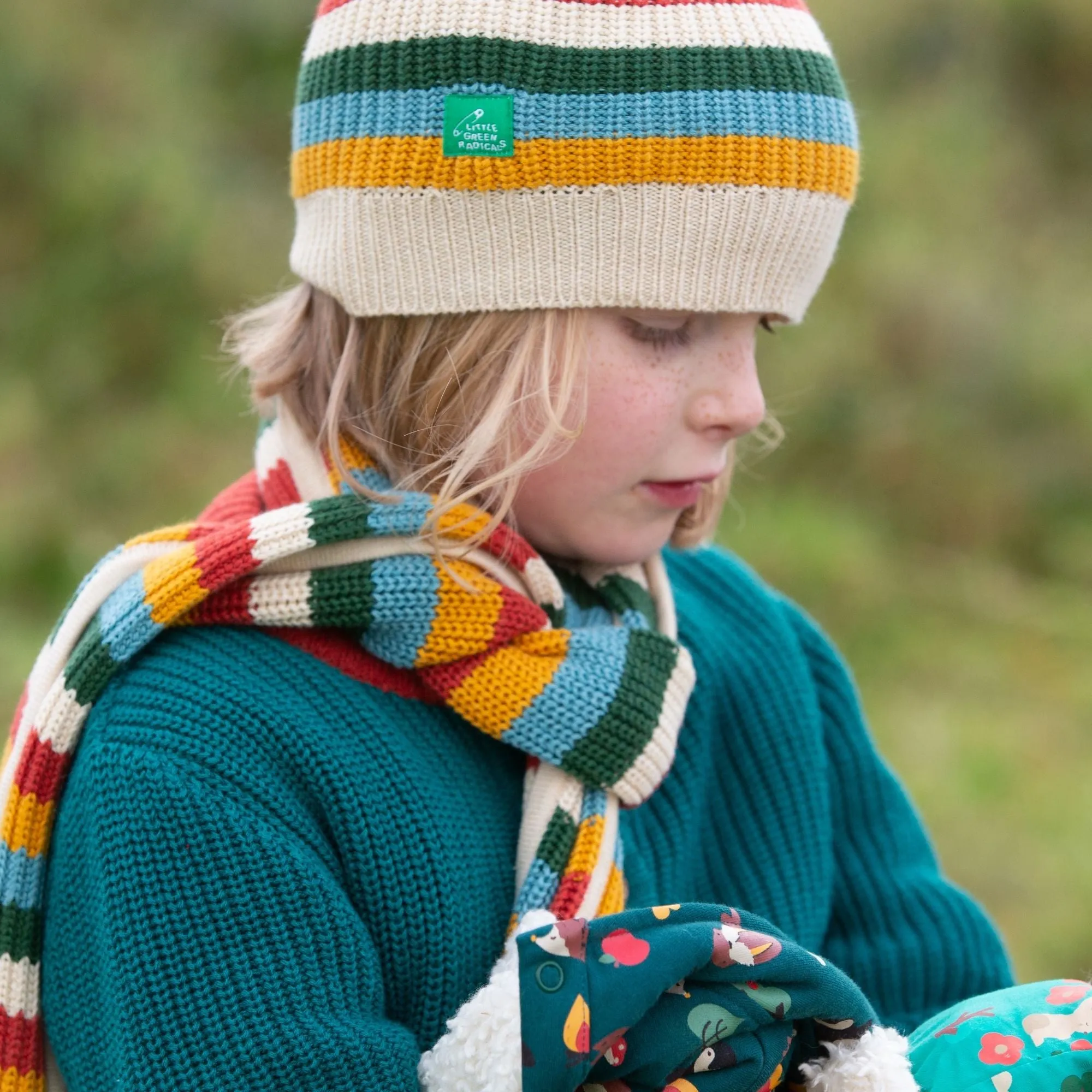 Rainbow Striped Knitted Scarf