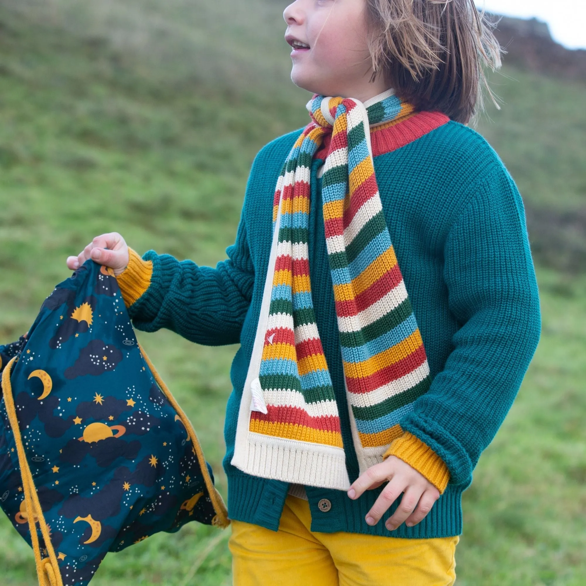 Rainbow Striped Knitted Scarf