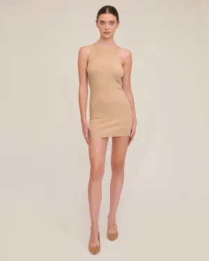 Ryan Ribbed Mini Sweater Tank Dress in Midas