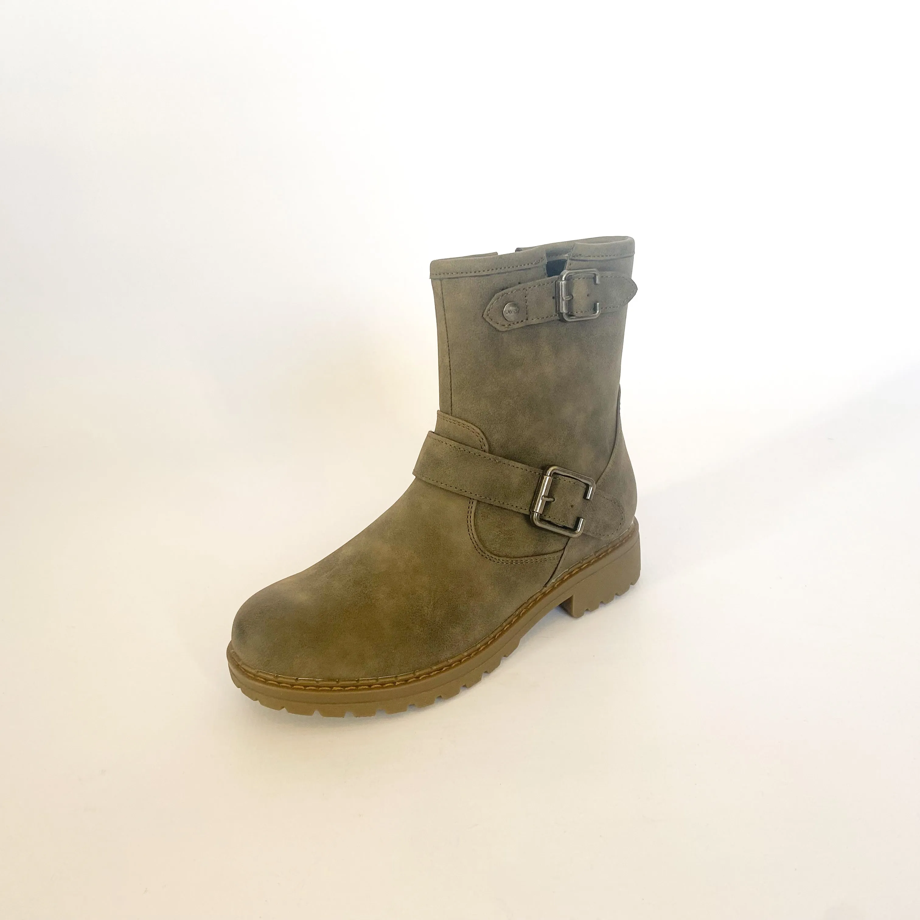 Savoy khaki double buckle short boot