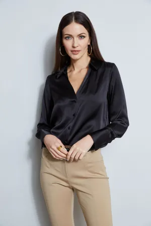 Silk Satin Button Down Shirt