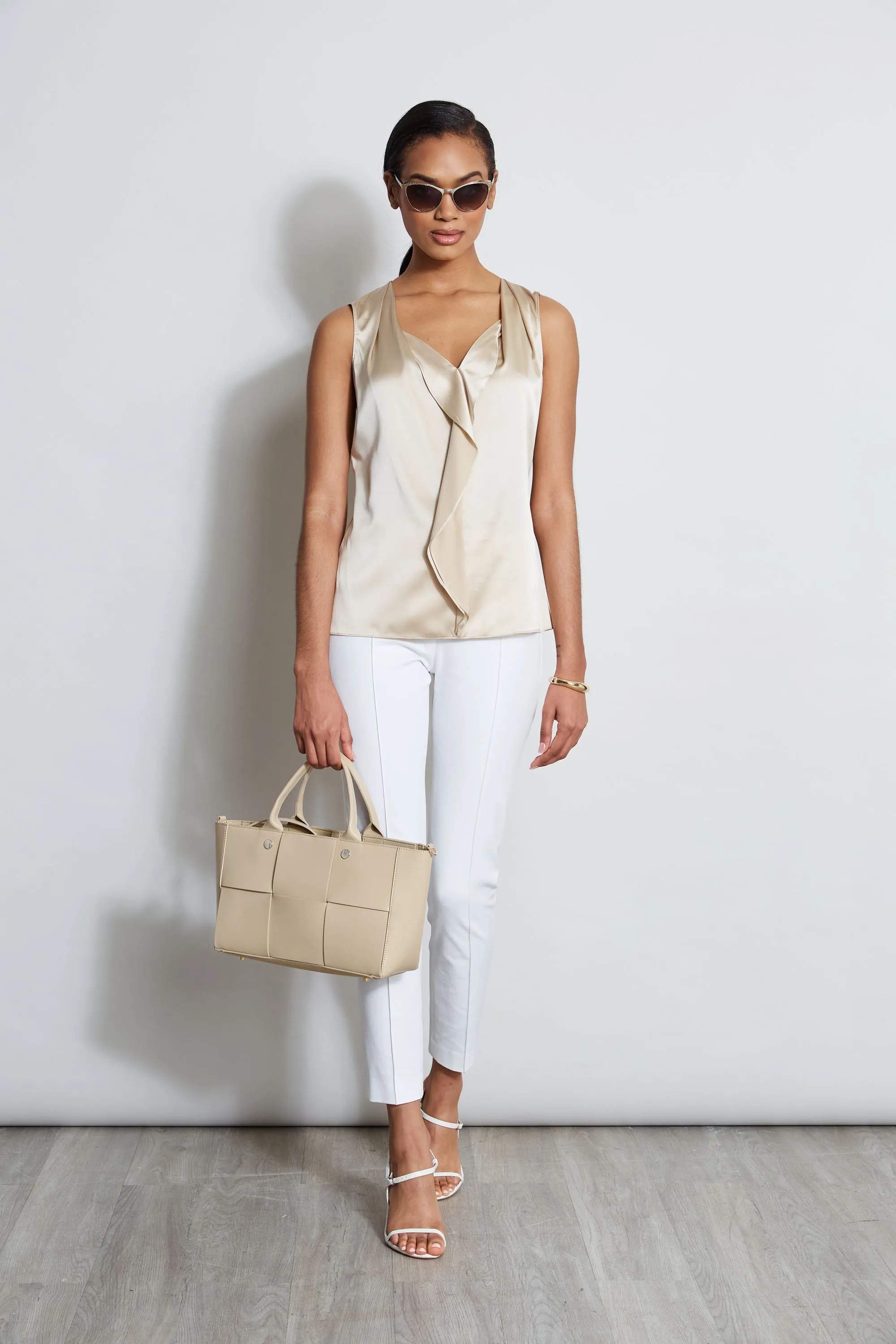 Silk Satin Sleeveless Cascade Shirt