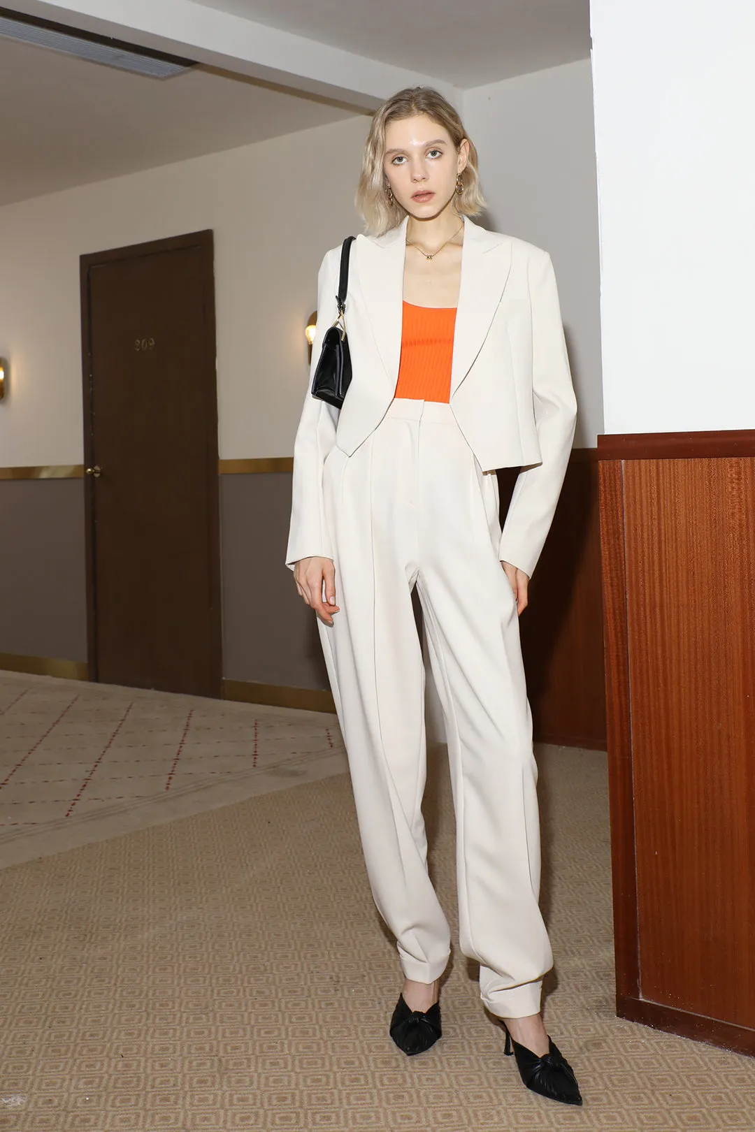 Simple suit | Two-piece wide-leg pants | Street shot suit suit