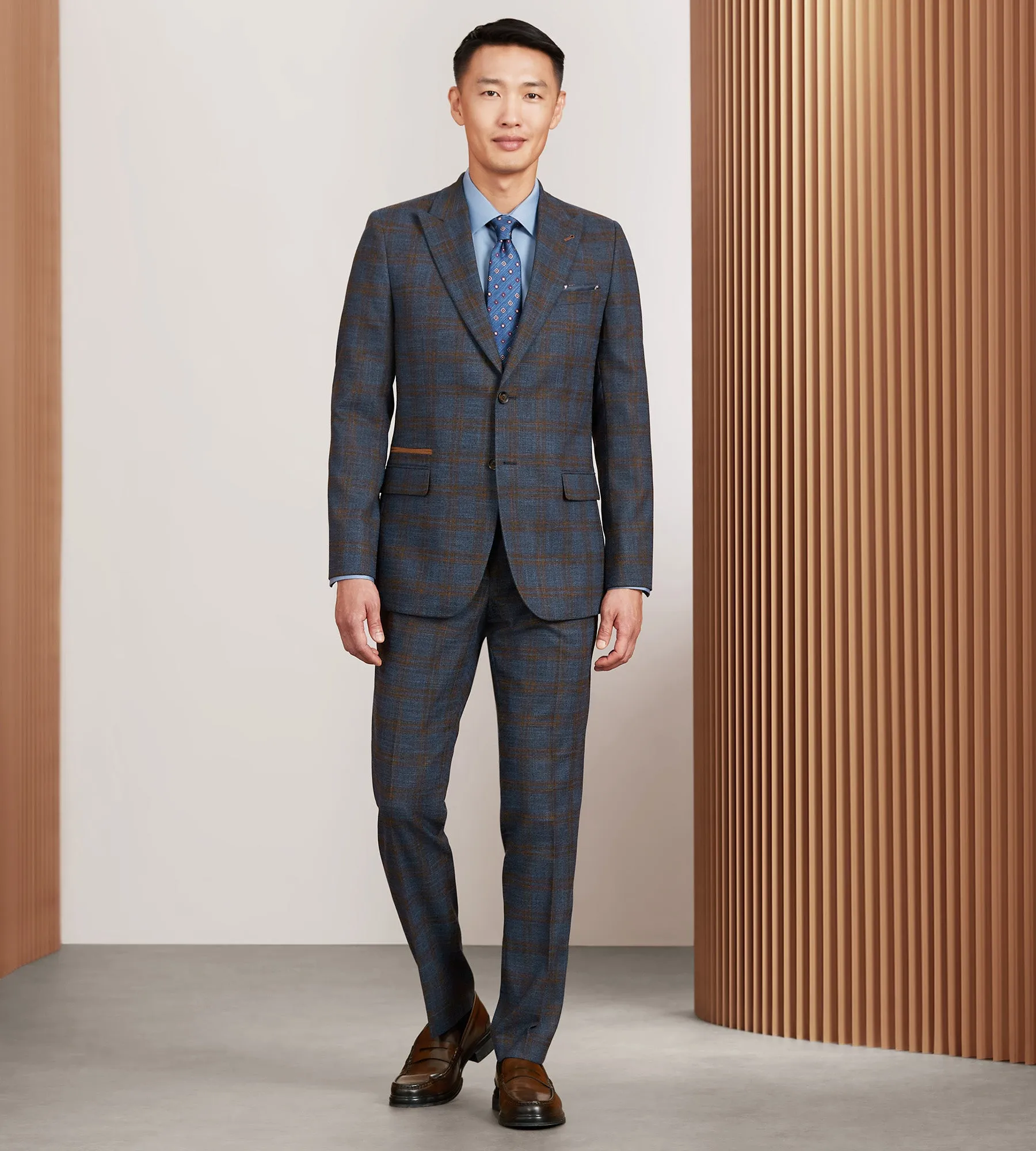 Slim Fit Blue Plaid Suit