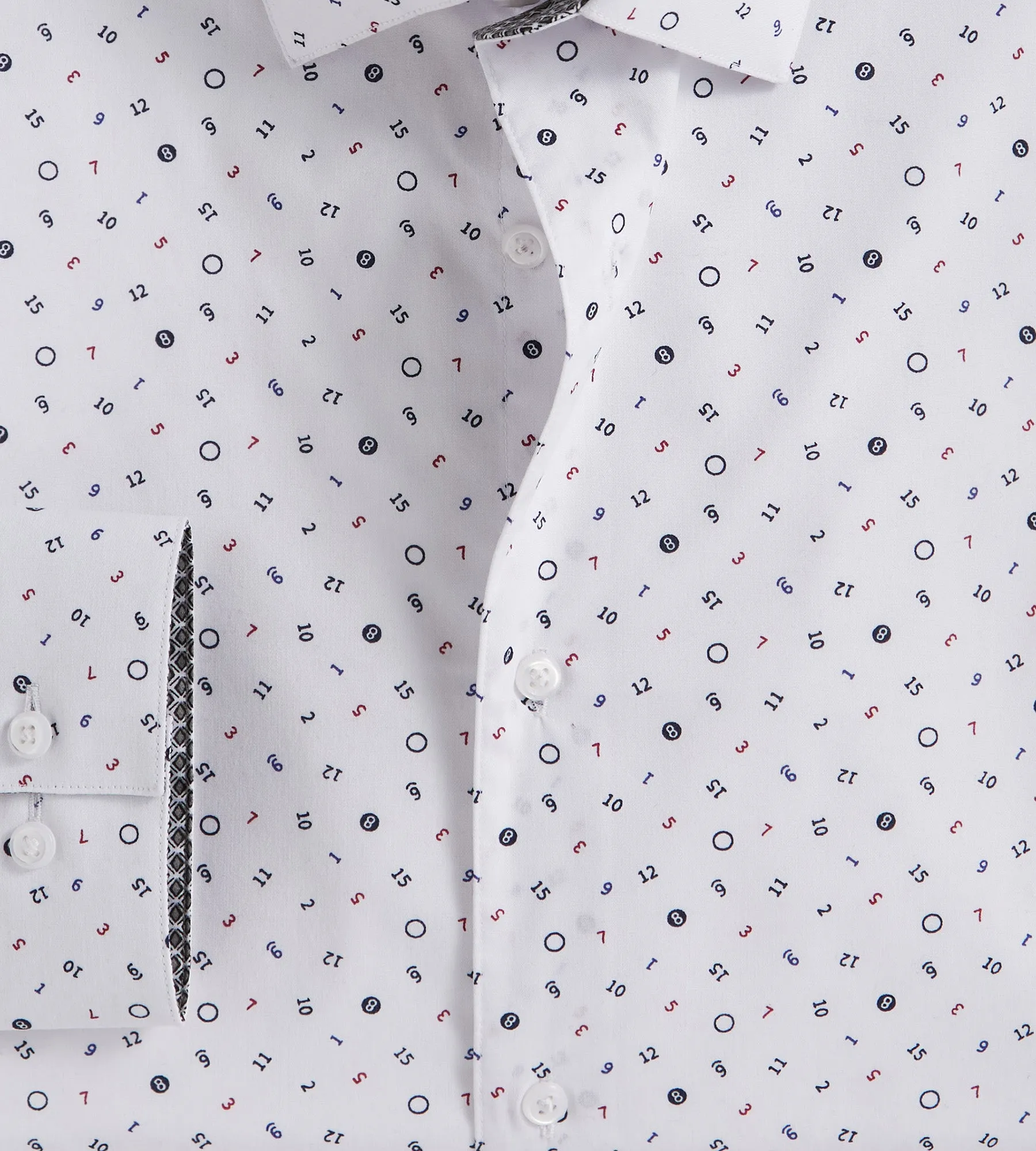 Slim Fit Number Print Dress Shirt