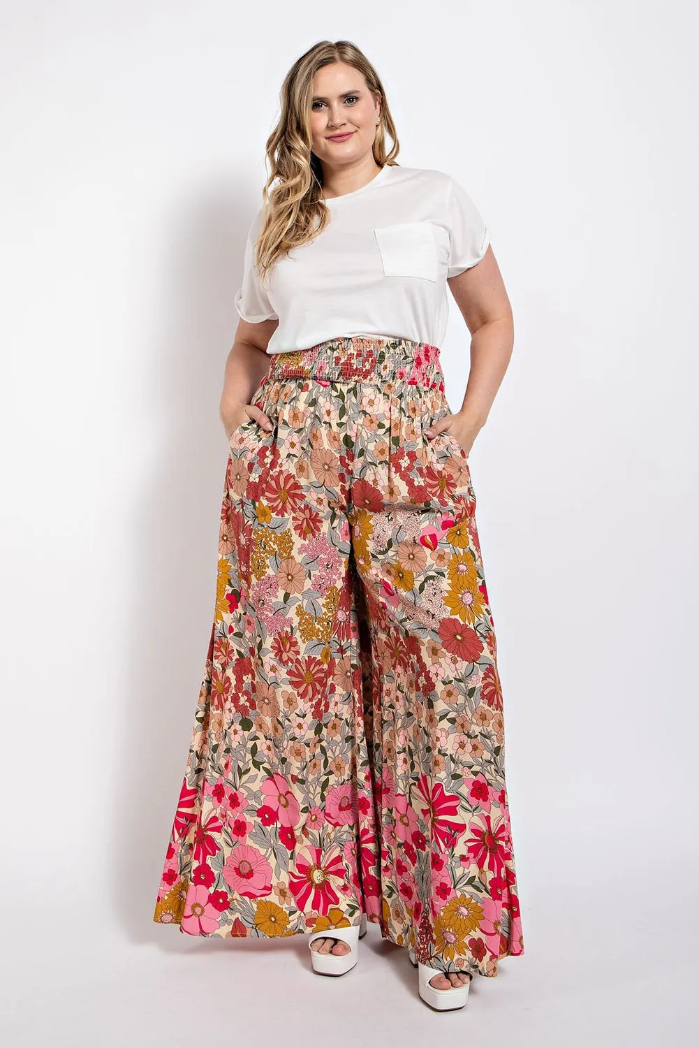 Smocked Floral Pants