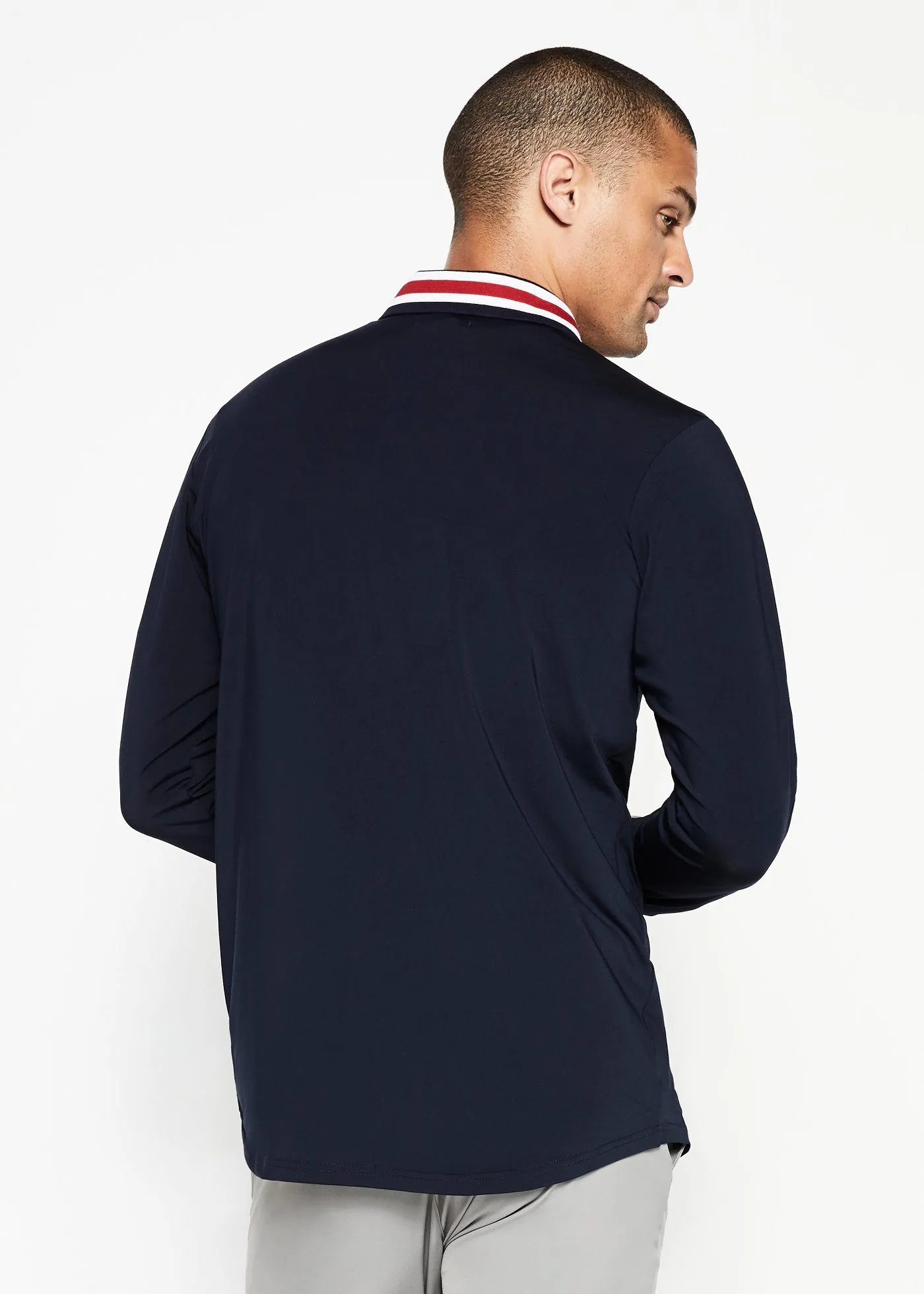 Varsity Striped Collar Polo | Navy w/Red Tipping