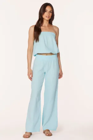 WIDE LEG SMOCKED WAIST PANT