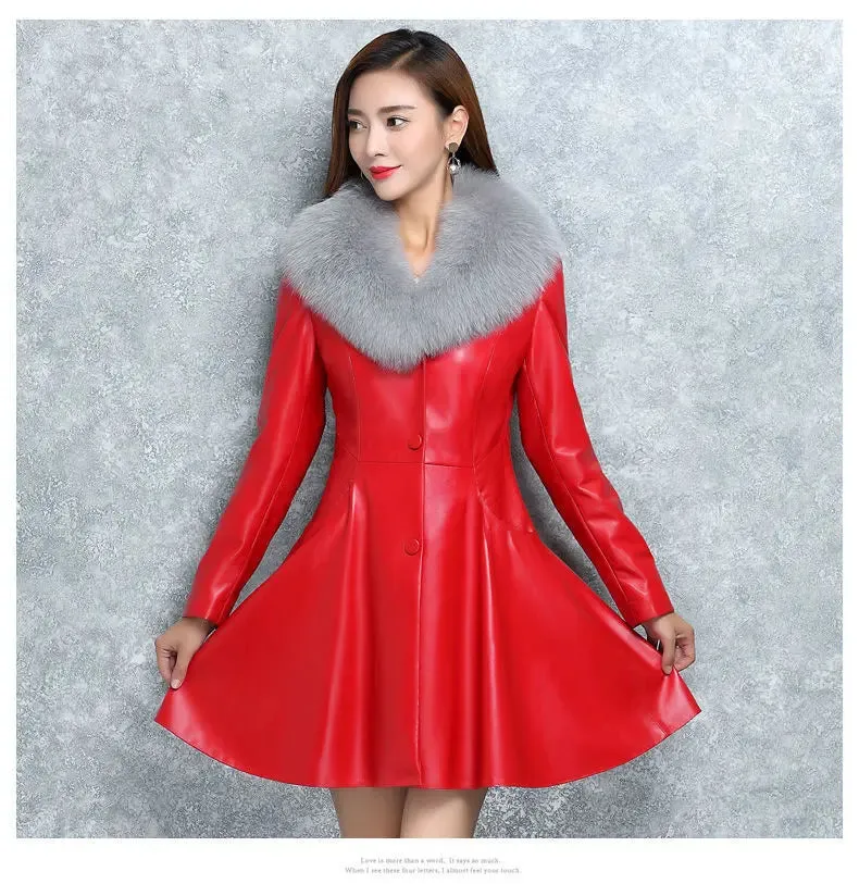 Women's Faux Fox Fur Collar Fur Jacket