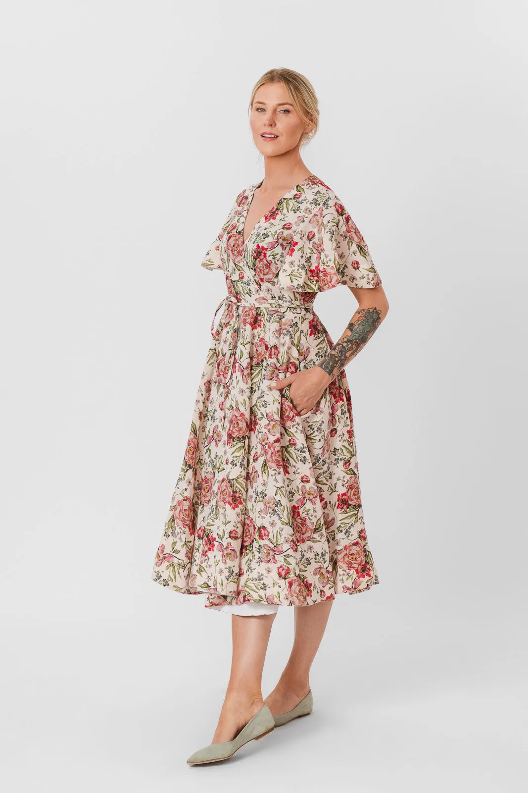 Wrap Dress, Butterfly Sleeve